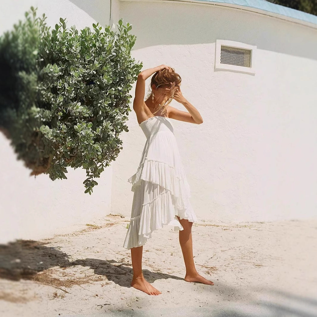 Sleeveless Summer Dress with Ruffled Flowy Skirt