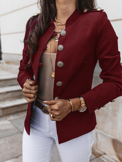 Petite Fit Women's Blazers with Metallic Buttons