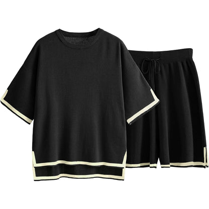 Cozy Women's Sweater Set with Soft Ribbed Trim