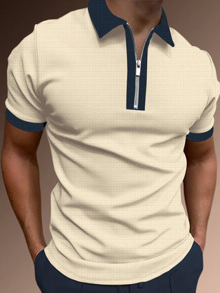 Slim Fit Mens Polo Shirt with Zip Neckline - EasyApparels