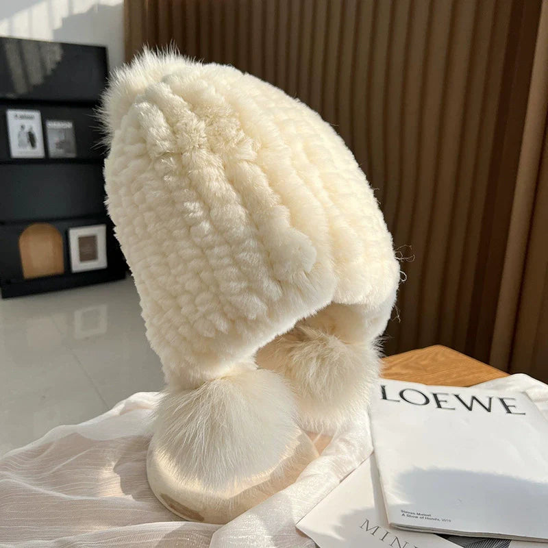Warm Cable Knit Pom Pom Beanie Hat
