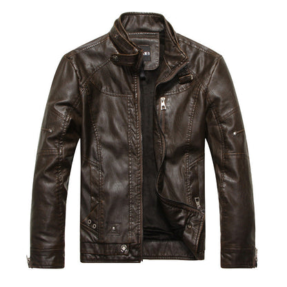 Men's Leather Zip Jacket Slim Fit