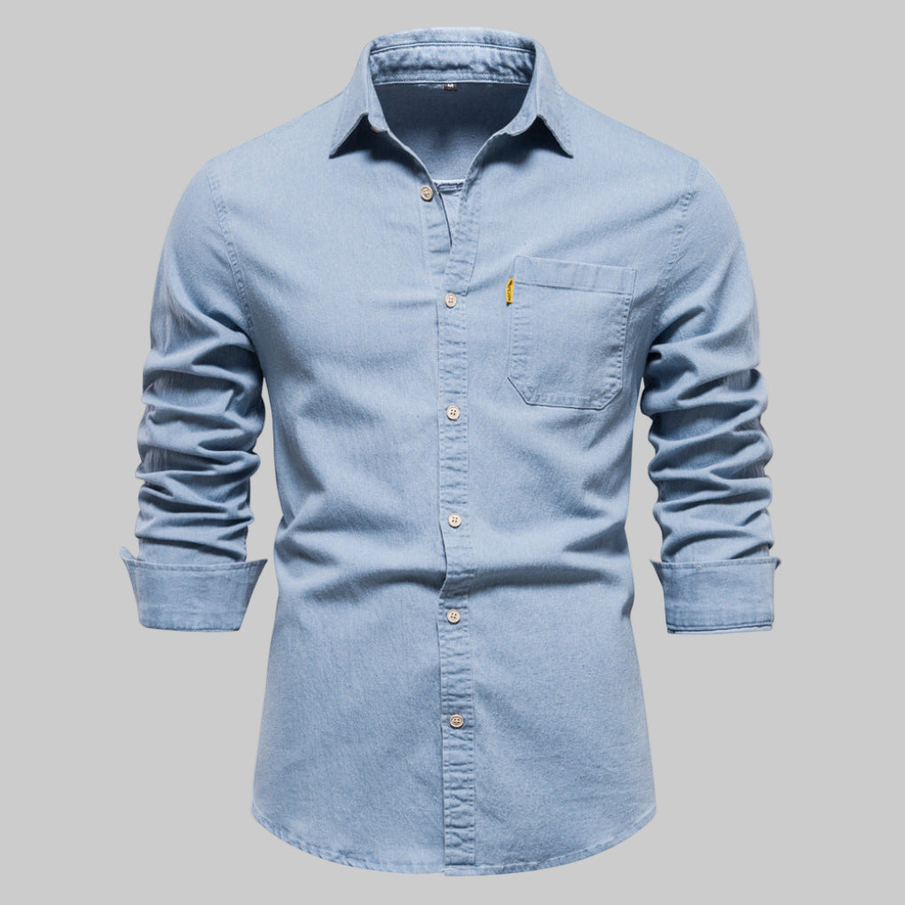 Classic Blue Denim Button Down Shirt