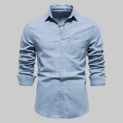 Classic Blue Denim Button Down Shirt