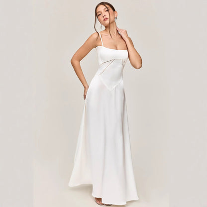Elegant Ladies A-Line Lace Dress with Thin Straps - EasyApparels