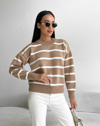Comfy Striped Crew Neck Sweater