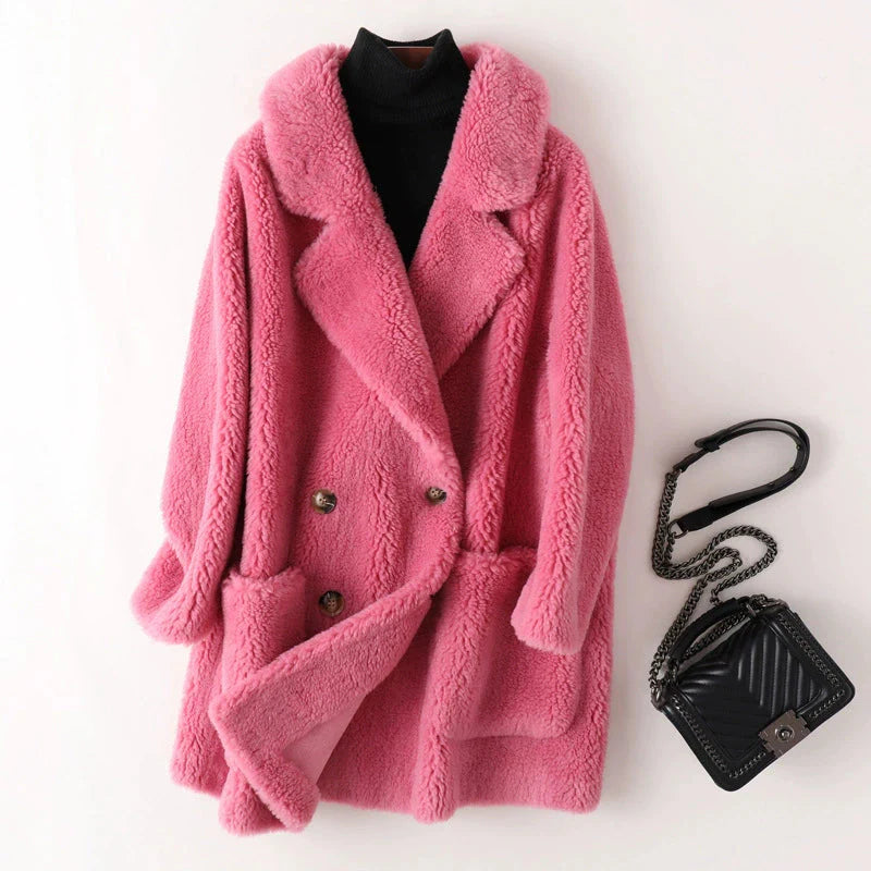 Double-Breasted Mid-Thigh Coat for Women – Cozy Stylish Comfort Caliboot