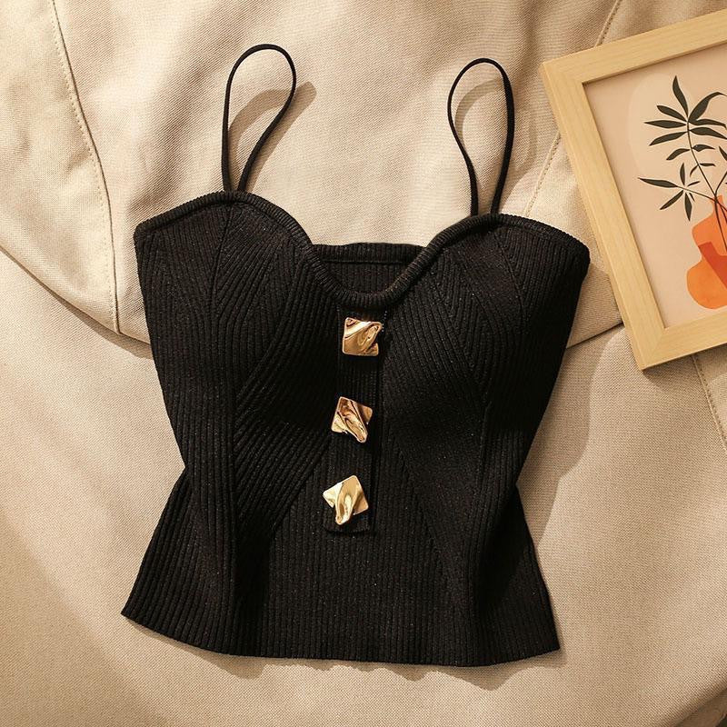 Women's Fitted Tank Crop Top with Thin Straps