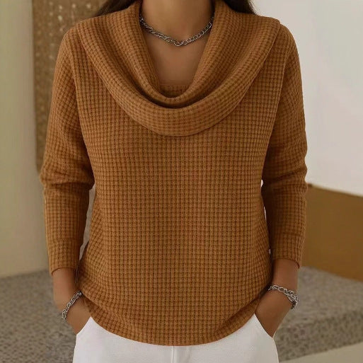 Cozy Cable Knit Sweater With Soft Cowl Neck