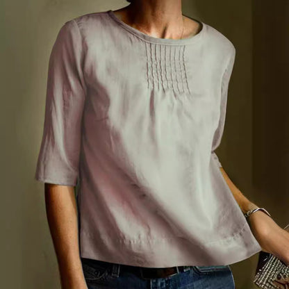 Relaxed Fit Women's Cotton Blouse with 3/4 Sleeves