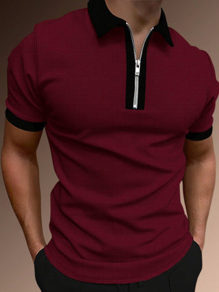 Slim Fit Mens Polo Shirt with Zip Neckline