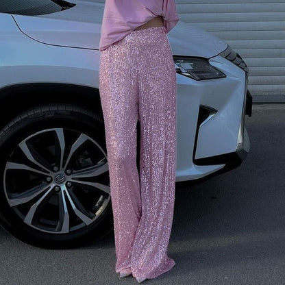 Glittering Full Length Women's Evening Pants