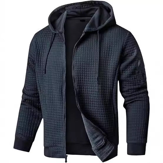 Warm Hooded Coat for Men with Zip Pockets