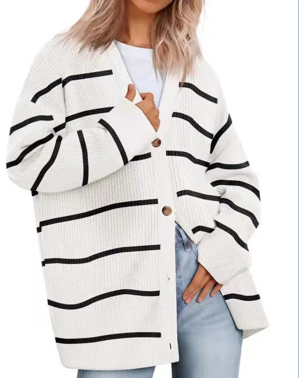 Classic Women's Horizontal Button Cardigan Sweater - EasyApparels