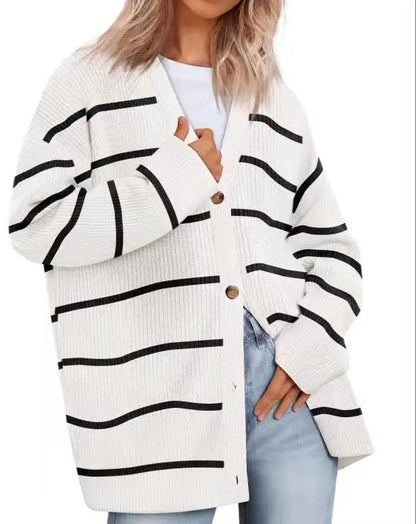 Classic Women's Horizontal Button Cardigan Sweater - EasyApparels