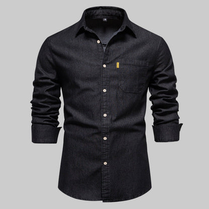 Classic Blue Denim Button Down Shirt - Vossary