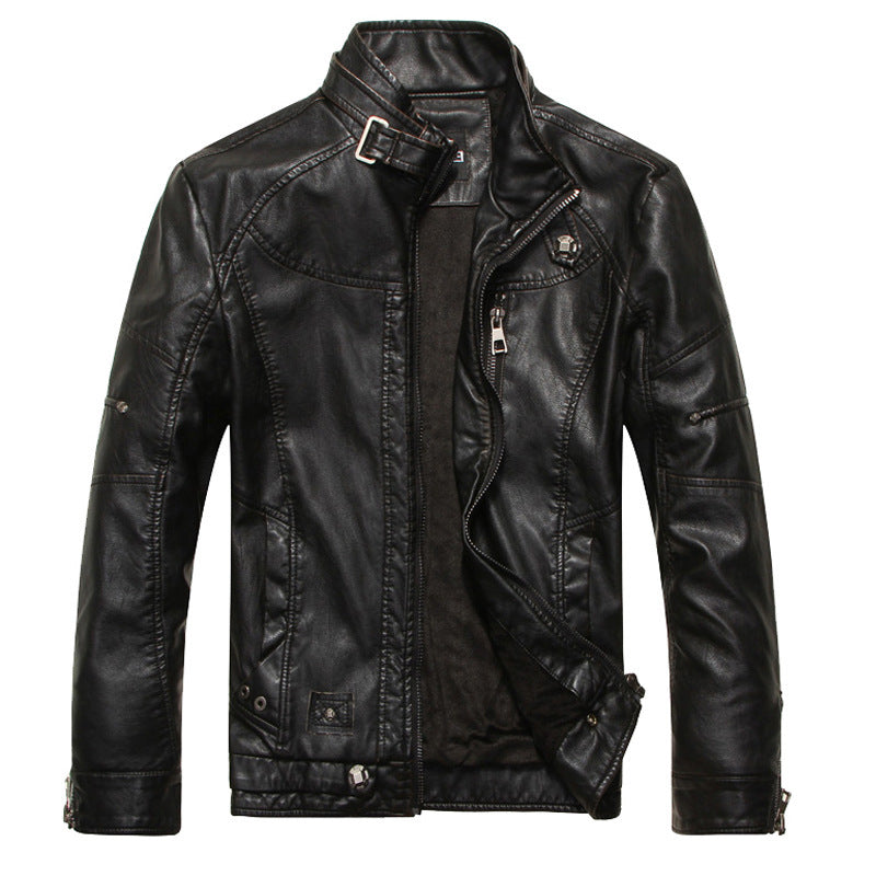 Men's Leather Zip Jacket Slim Fit