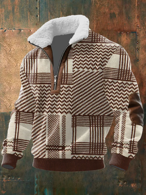 Warm Crew Neck Fleece Lined Sweater - Vossary