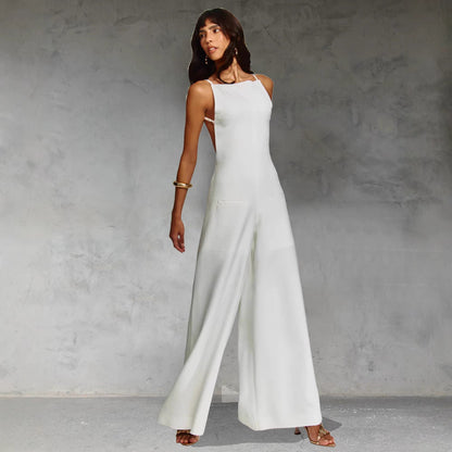 Loose Fit Women's Jumpsuit in Lightweight Natural Fabric