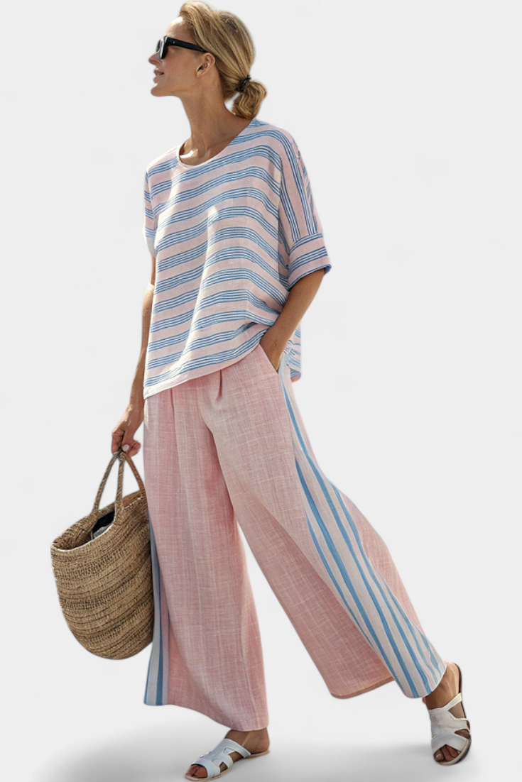 Virella | Chic Pastel Linen Top & Comfortable Trousers