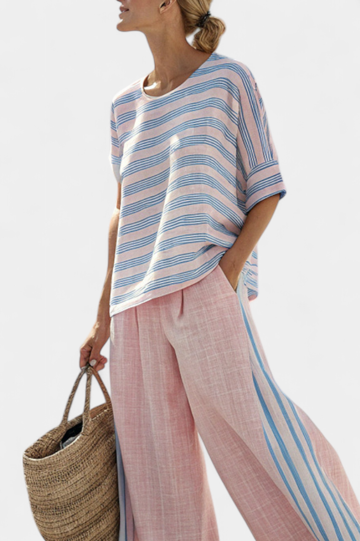 Virella | Chic Pastel Linen Top & Comfortable Trousers