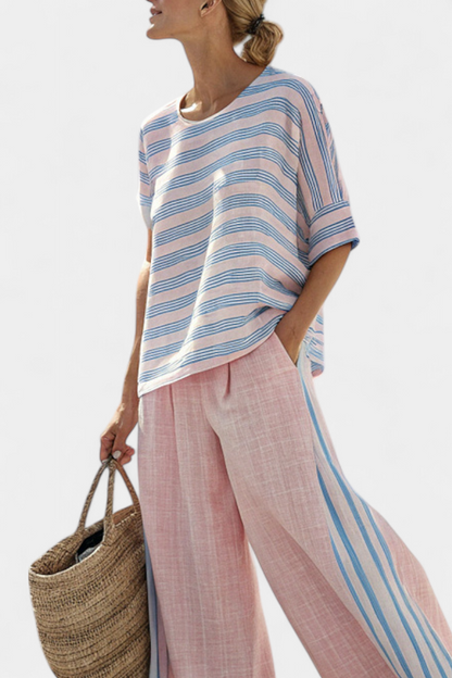 Virella | Chic Pastel Linen Top & Comfortable Trousers