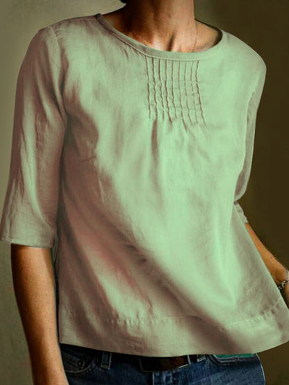 Relaxed Fit Women's Cotton Blouse with 3/4 Sleeves