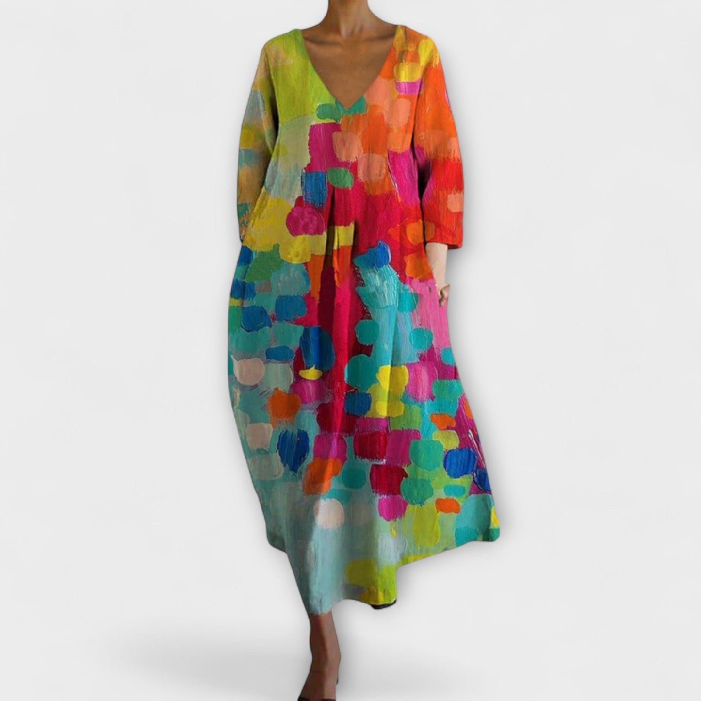 Stylish V Neck Long Evening Dress - Vossary