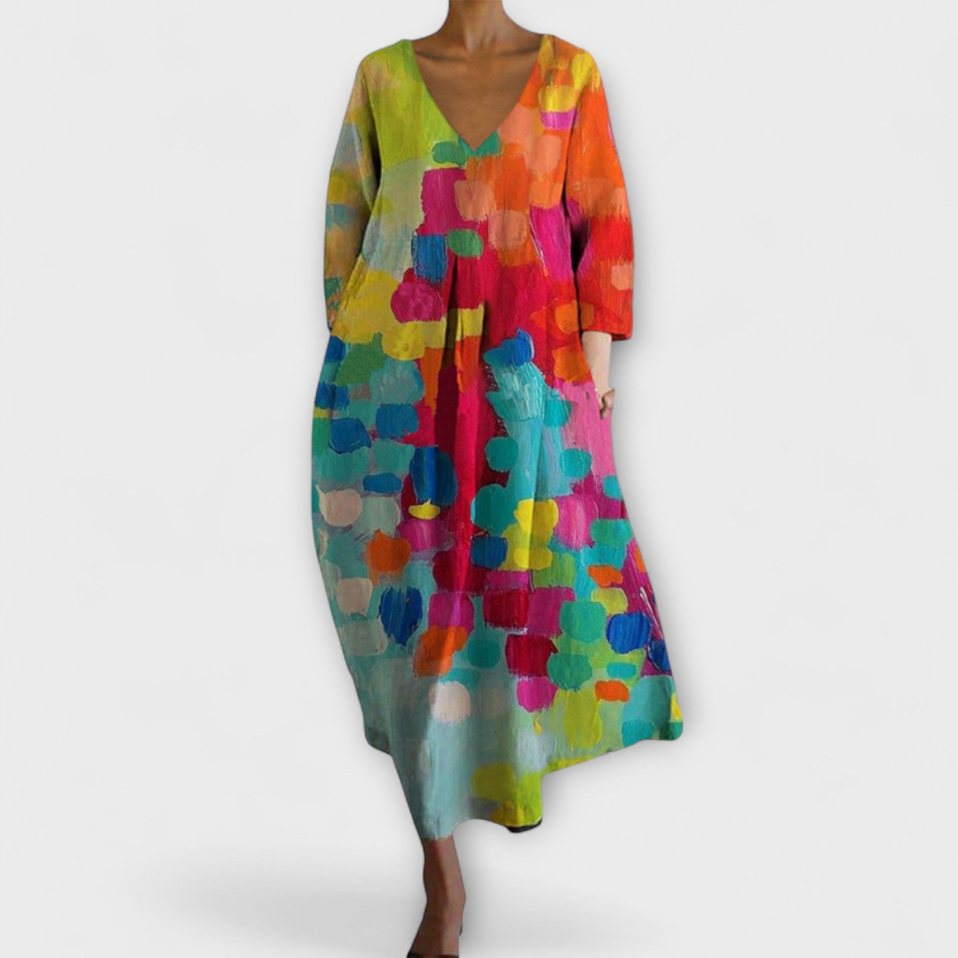 Stylish V Neck Long Evening Dress - Vossary