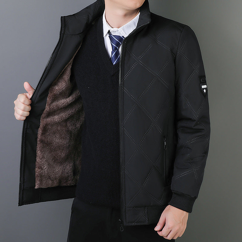 Warm Quilted Mens Jacket with Zip Closure