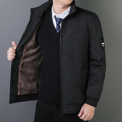 Warm Quilted Mens Jacket with Zip Closure