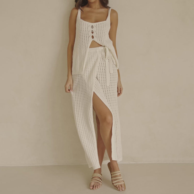 Comfy Summer Outfit - Soft Crop Top Maxi Skirt