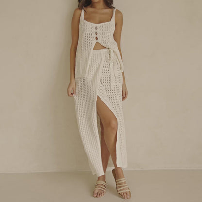 Comfy Summer Outfit - Soft Crop Top Maxi Skirt