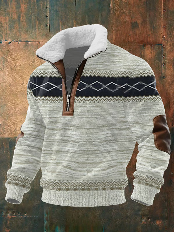 Warm Fleece Zip Up High Neck Sweater - Vossary