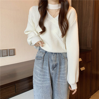 Colorful V-Neck Knitted Pullover Sweater
