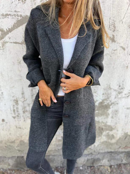 Casual Wool Blend Mid-Length Ladies Coat