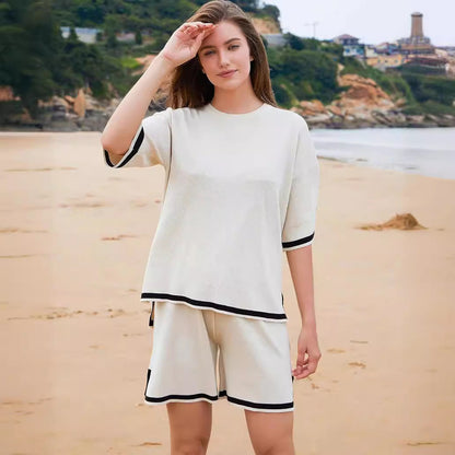 Cozy Women's Sweater Set with Soft Ribbed Trim - EasyApparels