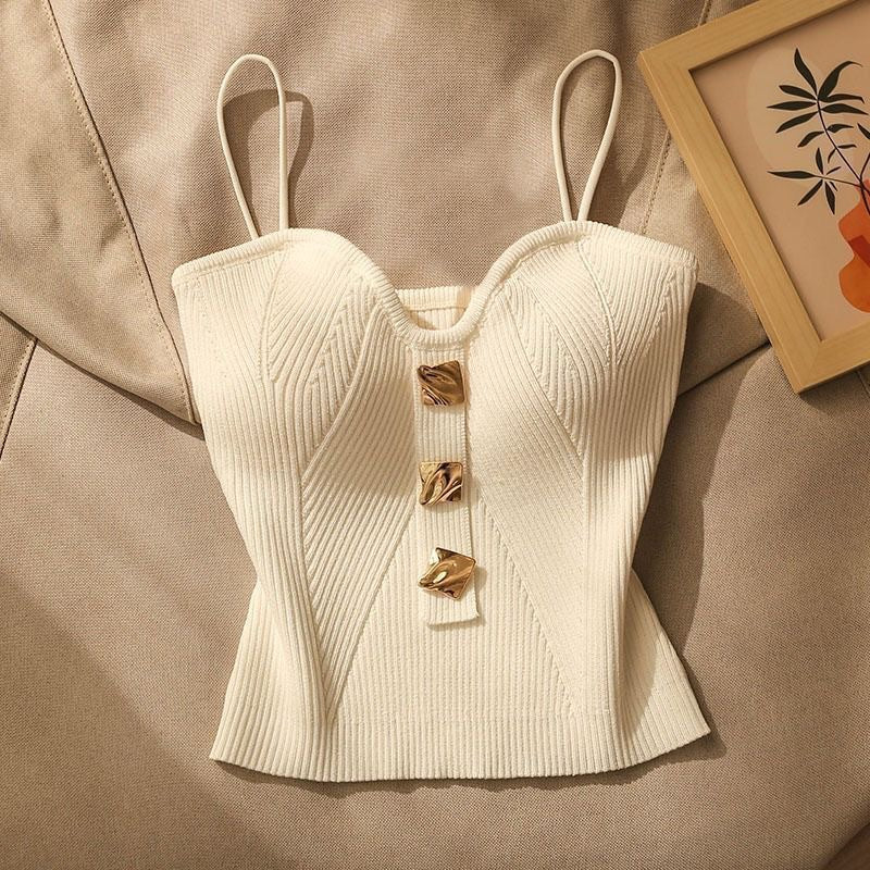 Women's Fitted Tank Crop Top with Thin Straps - EasyApparels