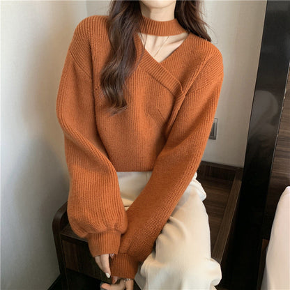 Colorful V-Neck Knitted Pullover Sweater - EasyApparels