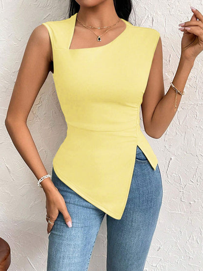 Women's Fit Crop Top with Trendy Asymmetrical Neck