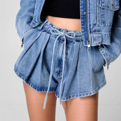 Relaxed Fit Women's Zip Denim Jacket with Pockets