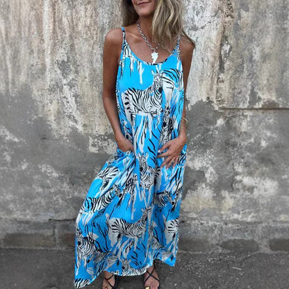 Comfy Maxi Dress with Pockets and Adjustable Straps