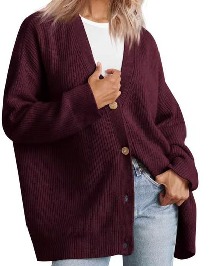 Classic Women's Horizontal Button Cardigan Sweater