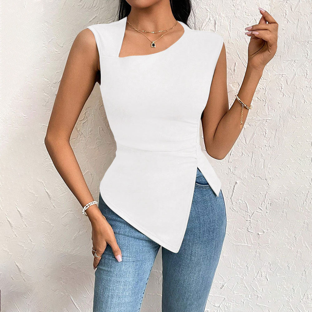 Women's Fit Crop Top with Trendy Asymmetrical Neck - EasyApparels