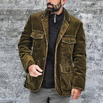 Slim Fit Men's Button Jacket with Pocket - EasyApparels