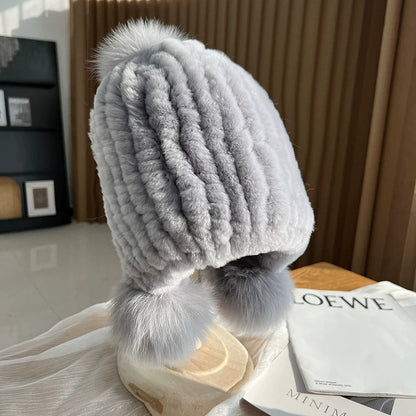 Warm Cable Knit Pom Pom Beanie Hat