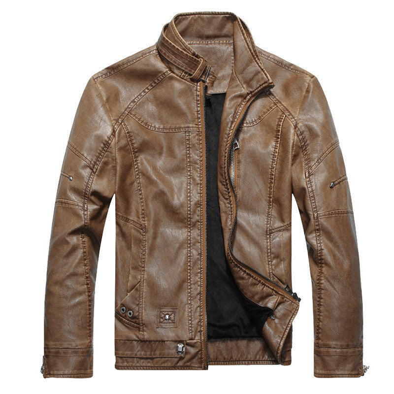 Men's Leather Zip Jacket Slim Fit - EasyApparels