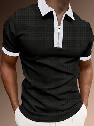 Slim Fit Mens Polo Shirt with Zip Neckline