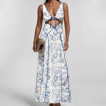 Comfortable V-Neck Maxi Dress with Spaghetti Straps - EasyApparels