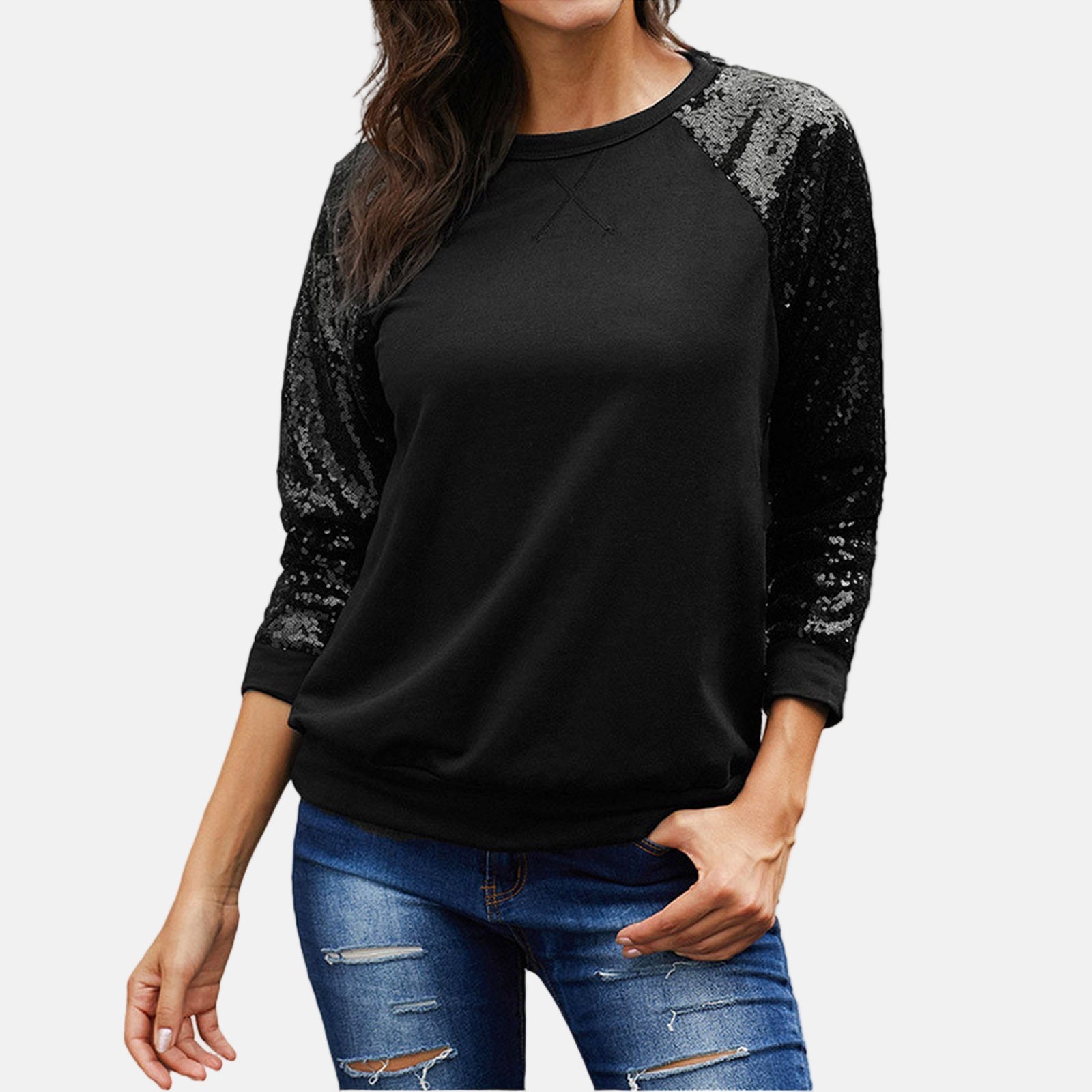 Sparkly Crewneck Glitter Sweatshirt - EasyApparels